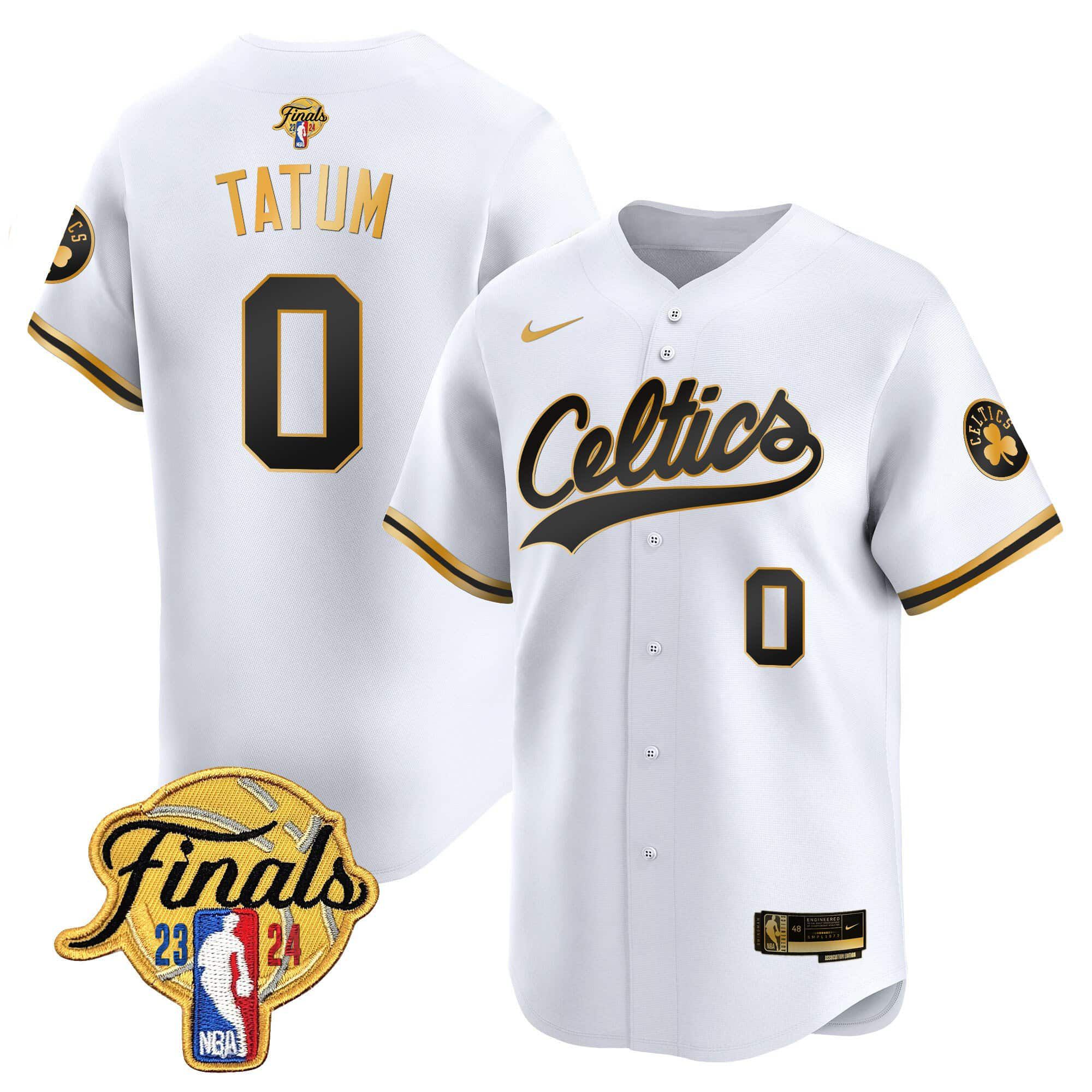 Men Boston Celtics #0 Tatum White 2024 Nike Finals Patch Baseball NBA Jersey->boston celtics->NBA Jersey